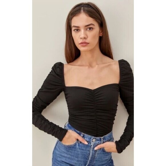 Reformation Tops - Reformation‎ Esra Black Top XL Queen Anne Neckline